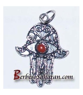 Pendentif Kabyle en argent et emaille - Main de Fatima ou Khamsa
