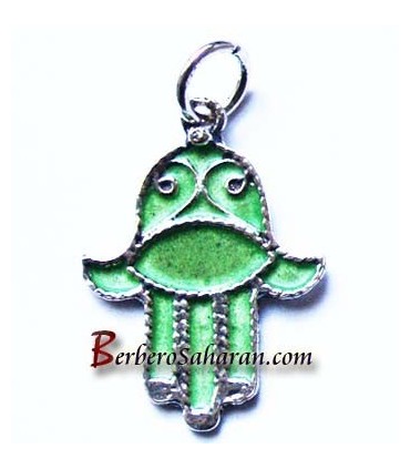 Pendentif Kabyle en argent et emaille - Main de Fatima ou Khamsa
