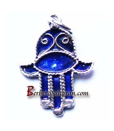 Pendentif Kabyle en argent et emaille - Main de Fatima ou Khamsa