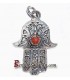 Handmade Silver and red coral hand of Fatima pendant from Algeria