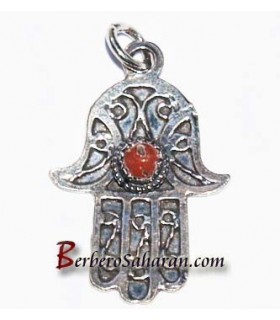 Pendentif Kabyle en argent et emaille - Main de Fatima ou Khamsa