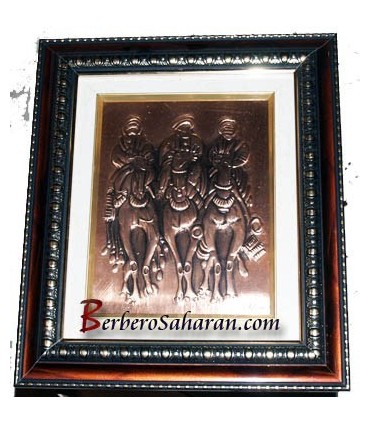 Algerian Berber Hand Engraved 3D Copper art work: Tuareg head covered - Blue Man