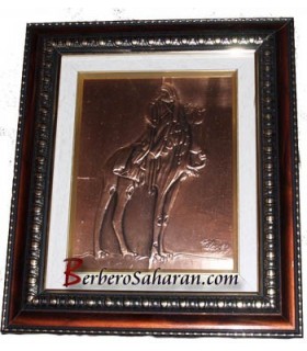 Algerian Berber Hand Engraved 3D Copper art work: Tuareg head covered - Blue Man