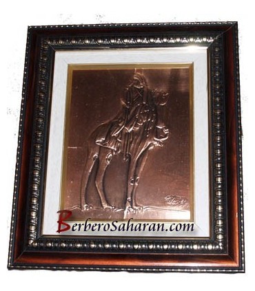 Algerian Berber Hand Engraved 3D Copper art work: Tuareg head covered - Blue Man