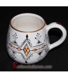 handmade Algerian Berber coffee Ball Mug in white ceramic & Gold