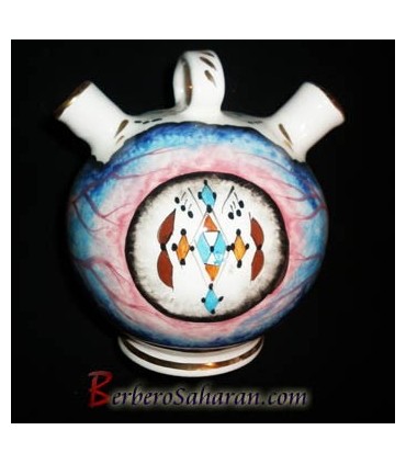 Handmade Spanish Jar in the shape of eye ball made with ceramics and liquid gold