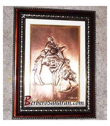 Tuareg man making tea next to his camel in the sahara desert - 3D Copper artwork