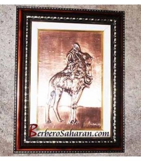 Tuareg man making tea next to his camel in the sahara desert - 3D Copper artwork