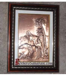 Tuareg man making tea next to his camel in the sahara desert - 3D Copper artwork