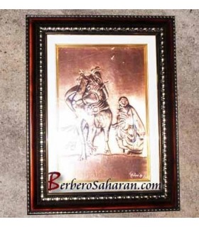 Tuareg man making tea next to his camel in the sahara desert - 3D Copper artwork