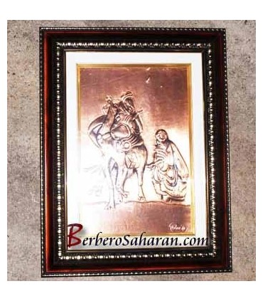 Tuareg man making tea next to his camel in the sahara desert - 3D Copper artwork