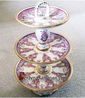 Gargoulette Tunisienne unique faite a la main en céramique blanche et or liquide et décorations Berbères