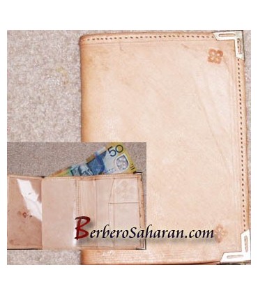 Portefeuille Touareg simple sans decorations fait à la main avec du véritable cuir