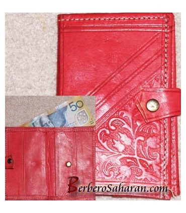 Handmade decorated genuine leather wallet from Algeria - Similar to Moroccan