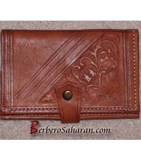 Handmade decorated genuine leather wallet from Algeria - Similar to Moroccan