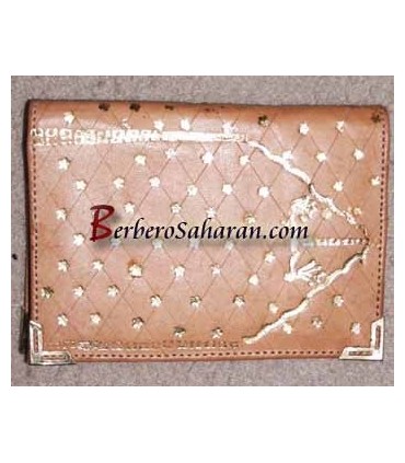 Portefeuille Berbere Marocain noir fait à la main avec du véritable cuir 