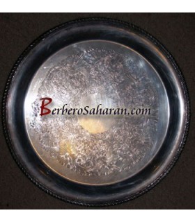 Antique handmade and carved Moroccan silver tray/table - Large