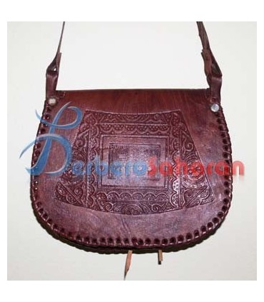 Handmade and engraved Tuareg pure and genuine leather handbag