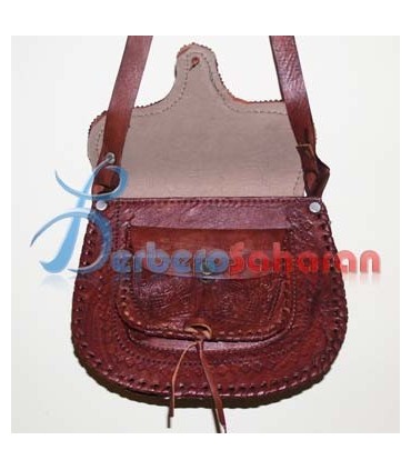 Handmade and engraved Tuareg pure and genuine leather handbag