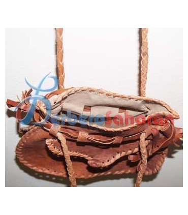 Handmade and engraved pure and genuine Algerian Berber leather handbag