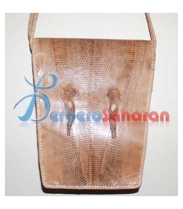 Handmade and decorated genuine Tuareg Lizard skin leather handbag