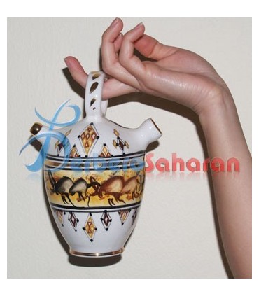 Handmade Spanish jar/Gargoulette made with ceramics and liquid gold with Berber decorations