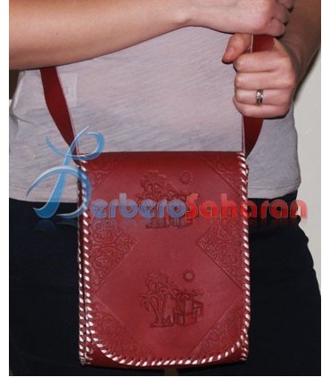 Sac à main Berbère Algérien mono-poche pour jeunes filles – Marron avec motifs