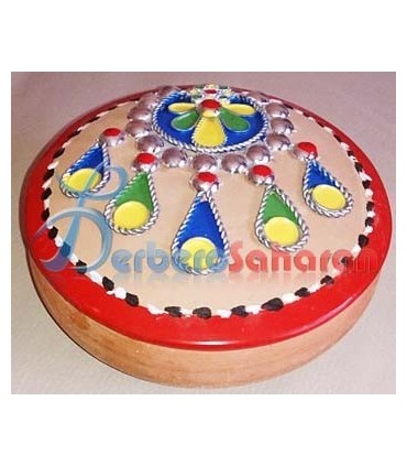 Boite à bijoux cylindrique en argile décorée en motif de bijoux Kabyles - Petite