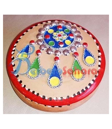 Boite à bijoux cylindrique en argile décorée en motif de bijoux Kabyles - Petite