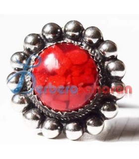 Bague Kabyle en argent massif et corail rouge