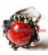 Handmade Silver and red coral Kabyle ring - Adjustable