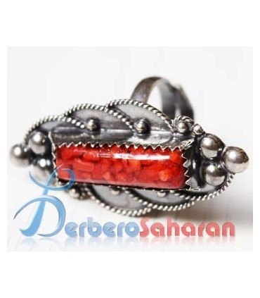 Kabyle silver and red coral Ring from Algeria