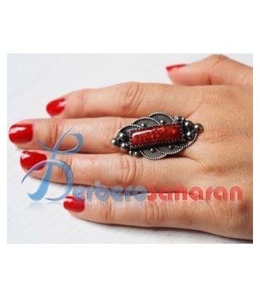 Kabyle silver and red coral Ring from Algeria