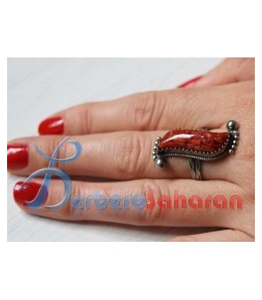 Bague Kabyle en argent et corail rouge d’ath yenni