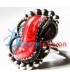 Handmade Algerian Berber Ring with Silver, red coral and enamel