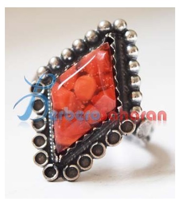 Handmade Silver and red coral Kabyle Earrings from Algeria