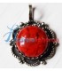 Double flower Algerian Berber pendant in pure silver and red coral