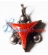 Pendentif en forme de losange simple fait 100% à la main en Kabylie en Argent massif et corail rouge