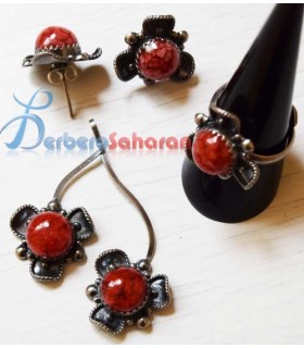 The Brand new Berber flower TRIO in pure dark silver handmade in Algeria