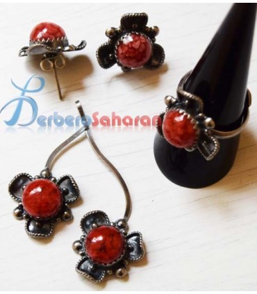 The Brand new Berber flower TRIO in pure dark silver handmade in Algeria