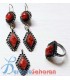 Algerian handmade Diamond shaped trio in pure silver and red coral
