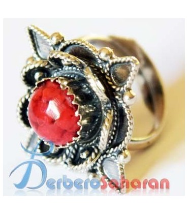 Bague Kabyle pas chères en argent massif et corail rouge faites à la main