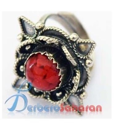 Berber silver and red coral Ring online in retail and wholesale