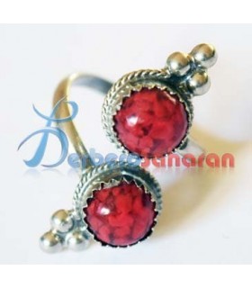 Bague Berbère Algériennes en argent massif et corail rouge de la méditerranée