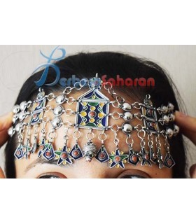 Thaasavth Kabyle en argent massif noirci, corail rouge et émaille