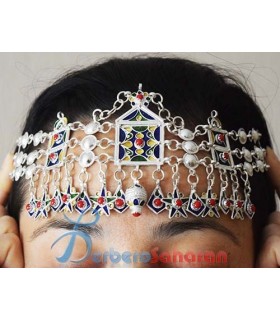 Thaasavth Kabyle en argent massif blanc, corail rouge et émaille