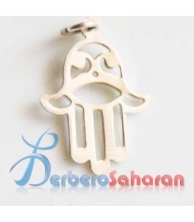 Algerian (Similar to Moroccan) Silver, coral and enamel hand of fatima - Khamsa - Hamsa