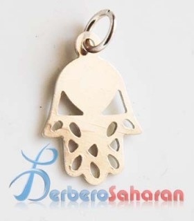 Pendentif Berbère Algérien en argent, corail rouge et emaille- Main de Fatima