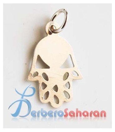 Pendentif Berbère Algérien en argent, corail rouge et emaille- Main de Fatima