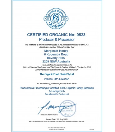 Marginata honey, the healthiest Australian antimicrobial 100% natural honey TA 20